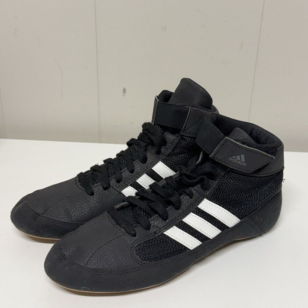 Adidas HVC 2 Wrestling Shoes Black AQ3325 Mens Size 7.5 Combat Boxing Boots EUC